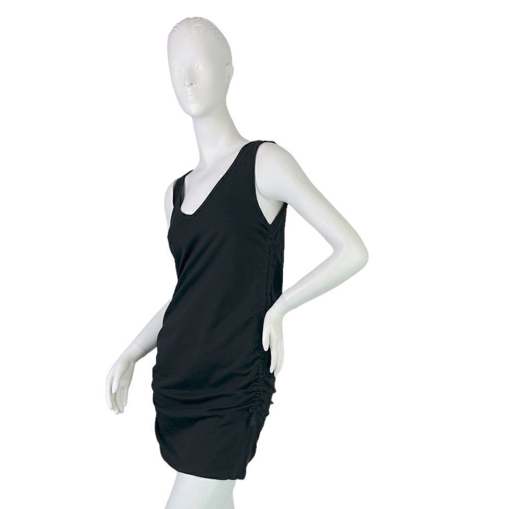 Prairie Underground Ruched Black Tunic Top Dress Organic Cotton Made in USA, Med